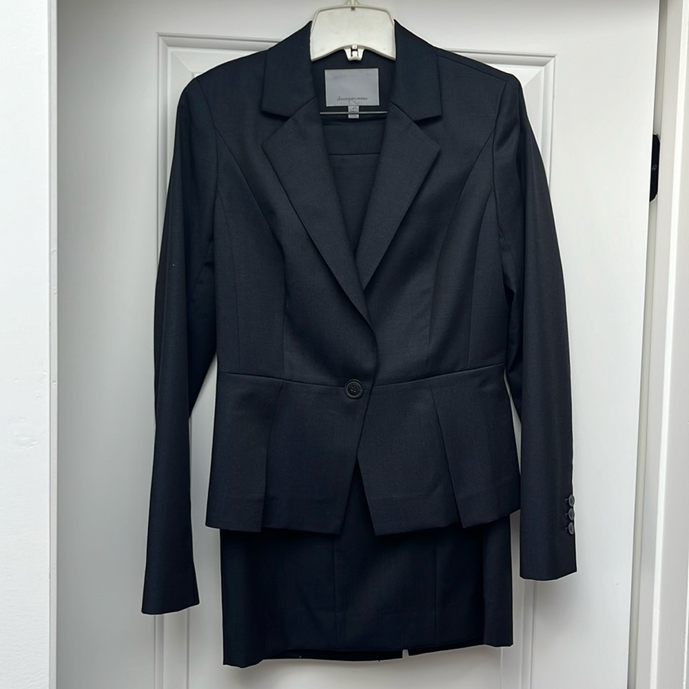 Classiques Entier Navy Wool Skirt Suit